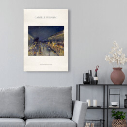 Obraz klasyczny Camille Pissarro "Boulevard Montmartre nocą" - reprodukcja z napisem. Plakat z passe partout