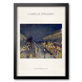 Obraz w ramie Camille Pissarro "Boulevard Montmartre nocą" - reprodukcja z napisem. Plakat z passe partout