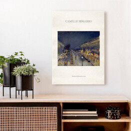 Obraz na płótnie Camille Pissarro "Boulevard Montmartre nocą" - reprodukcja z napisem. Plakat z passe partout