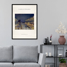 Plakat w ramie Camille Pissarro "Boulevard Montmartre nocą" - reprodukcja z napisem. Plakat z passe partout