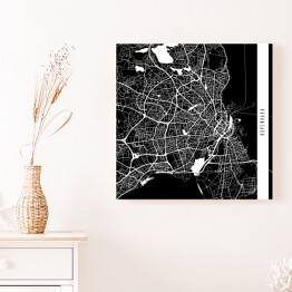 Obraz na płótnie Mapy miast świata - Kopenhaga - czarna