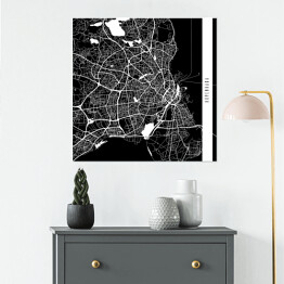 Plakat samoprzylepny Mapy miast świata - Kopenhaga - czarna