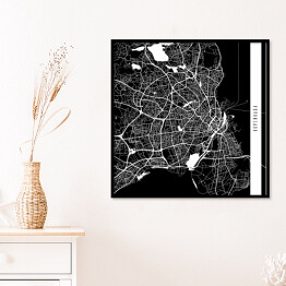 Plakat w ramie Mapy miast świata - Kopenhaga - czarna