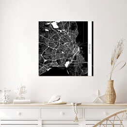Plakat samoprzylepny Mapy miast świata - Kopenhaga - czarna