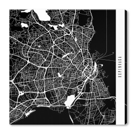 Obraz na płótnie Mapy miast świata - Kopenhaga - czarna