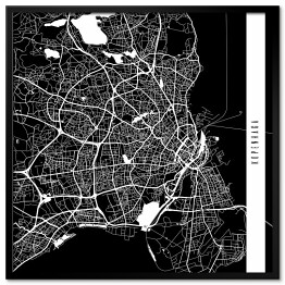 Plakat w ramie Mapy miast świata - Kopenhaga - czarna