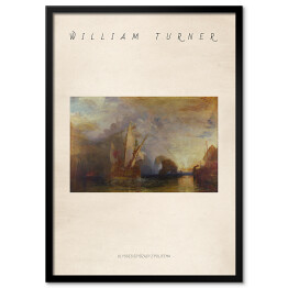 Obraz klasyczny William Turner "Ulysses szydzący z Polyphemusa" - reprodukcja z napisem. Plakat z passe partout
