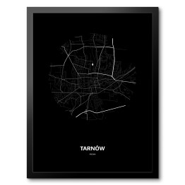 Obraz w ramie Mapa Tarnowa w kole czarno-biała