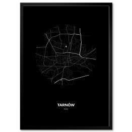 Plakat w ramie Mapa Tarnowa w kole czarno-biała