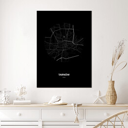 Plakat Mapa Tarnowa w kole czarno-biała