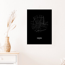 Plakat samoprzylepny Mapa Tarnowa w kole czarno-biała