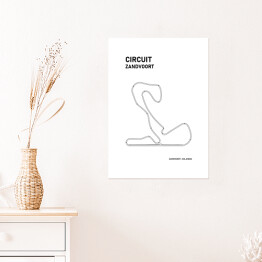 Plakat samoprzylepny Circuit Zandvoort - Tory wyścigowe Formuły 1 - białe tło