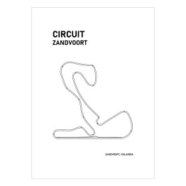 Plakat samoprzylepny Circuit Zandvoort - Tory wyścigowe Formuły 1 - białe tło