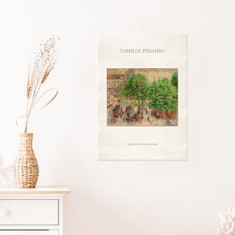 Plakat samoprzylepny Camille Pissarro "Plac przy Teatrze Francuskim wiosną" - reprodukcja z napisem. Plakat z passe partout