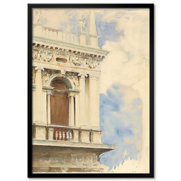 Obraz klasyczny John Singer Sargent Róg biblioteki w Wenecji. Rysunek akwarelowy. Reprodukcja obrazu