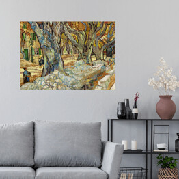 Plakat samoprzylepny Vincent van Gogh "The Large Plane Trees (Road Menders at Saint Remy)" - reprodukcja