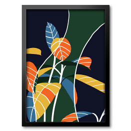 Obraz w ramie Kolorowe minimalistyczne liście