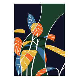 Plakat samoprzylepny Kolorowe minimalistyczne liście