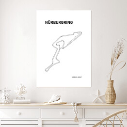 Plakat samoprzylepny Nurburgring - Tory wyścigowe Formuły 1 - białe tło