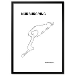 Plakat w ramie Nurburgring - Tory wyścigowe Formuły 1 - białe tło