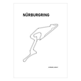 Plakat samoprzylepny Nurburgring - Tory wyścigowe Formuły 1 - białe tło