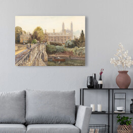Obraz klasyczny Pejzaż z Clare College i most nad rzeką John Fulleylove. Reprodukcja