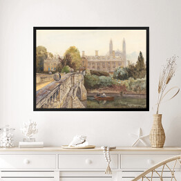 Obraz w ramie Pejzaż z Clare College i most nad rzeką John Fulleylove. Reprodukcja