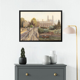 Obraz w ramie Pejzaż z Clare College i most nad rzeką John Fulleylove. Reprodukcja
