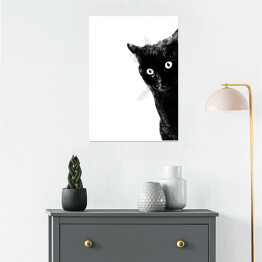 Plakat samoprzylepny Przestraszony czarny kot