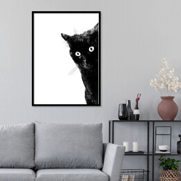 Plakat w ramie Przestraszony czarny kot
