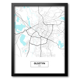 Obraz w ramie Mapa Olsztyn z napisem na białym tle