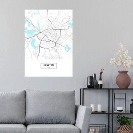 Plakat samoprzylepny Mapa Olsztyn z napisem na białym tle