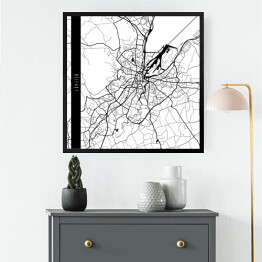 Obraz w ramie Mapy miast świata - Belfast - biała