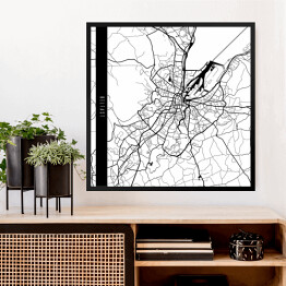Obraz w ramie Mapy miast świata - Belfast - biała