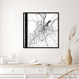 Plakat w ramie Mapy miast świata - Belfast - biała