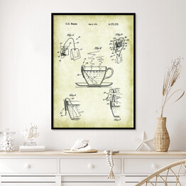 Plakat w ramie Parzenie herbaty. Retro rysunek patentowy
