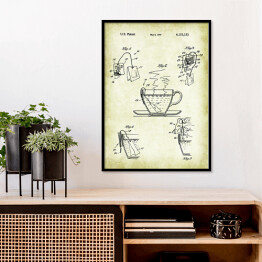 Plakat w ramie Parzenie herbaty. Retro rysunek patentowy