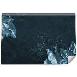 Fototapeta winylowa zmywalna Subtelne lilie na tle w kolorze morza - niebieski