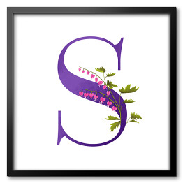 Obraz w ramie Roślinny alfabet - litera S jak serduszka