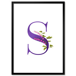 Plakat w ramie Roślinny alfabet - litera S jak serduszka