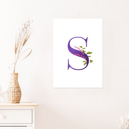 Plakat samoprzylepny Roślinny alfabet - litera S jak serduszka