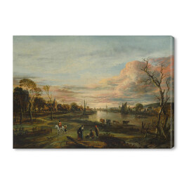 Obraz na płótnie Rembrandt "Krajobraz o zachodzie słońca" - reprodukcja