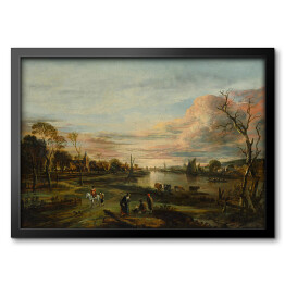 Obraz w ramie Rembrandt "Krajobraz o zachodzie słońca" - reprodukcja