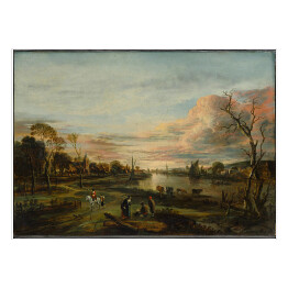 Plakat Rembrandt "Krajobraz o zachodzie słońca" - reprodukcja