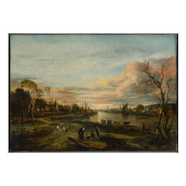 Plakat Rembrandt "Krajobraz o zachodzie słońca" - reprodukcja