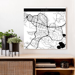 Obraz na płótnie Mapa miast świata - Rejkiawik - biała