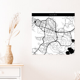 Plakat samoprzylepny Mapa miast świata - Rejkiawik - biała