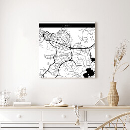 Obraz na płótnie Mapa miast świata - Rejkiawik - biała