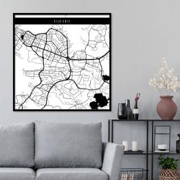 Plakat w ramie Mapa miast świata - Rejkiawik - biała