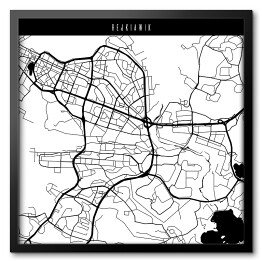 Obraz w ramie Mapa miast świata - Rejkiawik - biała